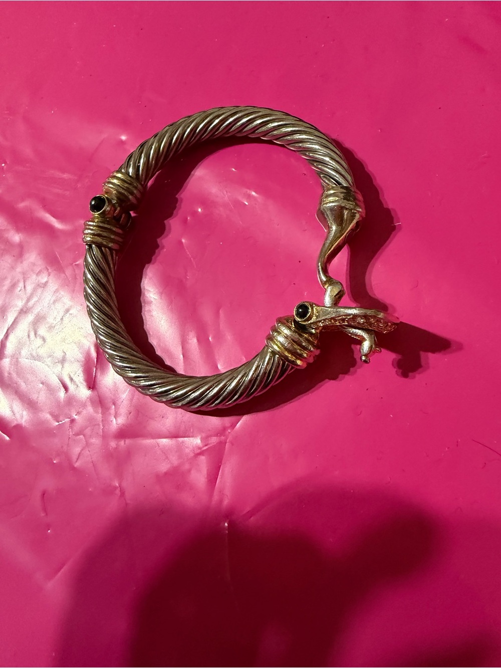 VTG Twisted Cable Renaissance Revival CZ's & Buckle Design Bracelet Bangle - Picture 5 of 7
